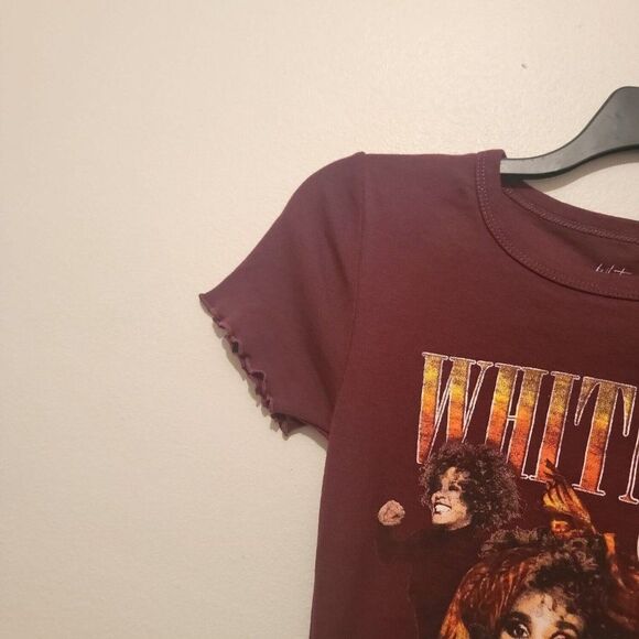 Whit Nip Womens Burgundy Whitney Houston Short Sleeve Pullover T-Shirt Size S - Picture 4 of 6